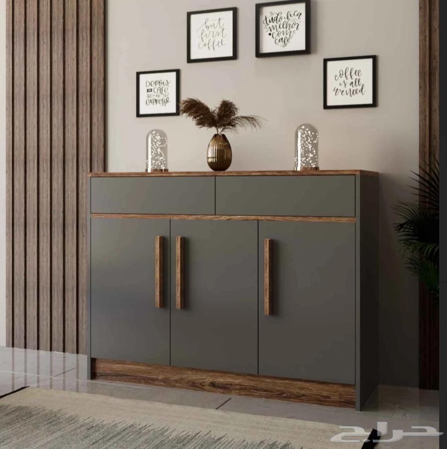 Modern gray and brown console, new, bought a month ago, selling for SAR 89964528351408387110
