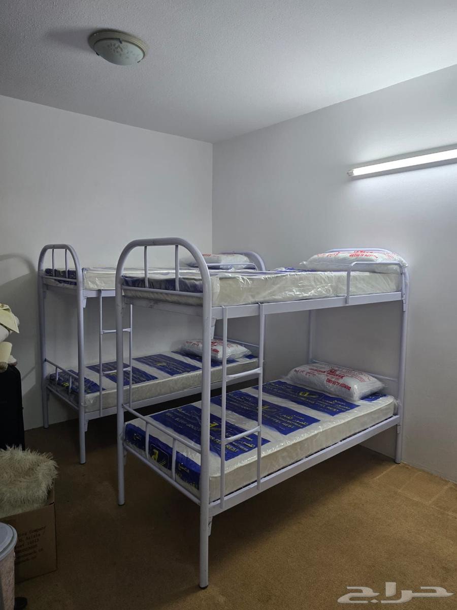 Double and single iron bed, mattress, blanket, pillow, iron closet64534359306499114