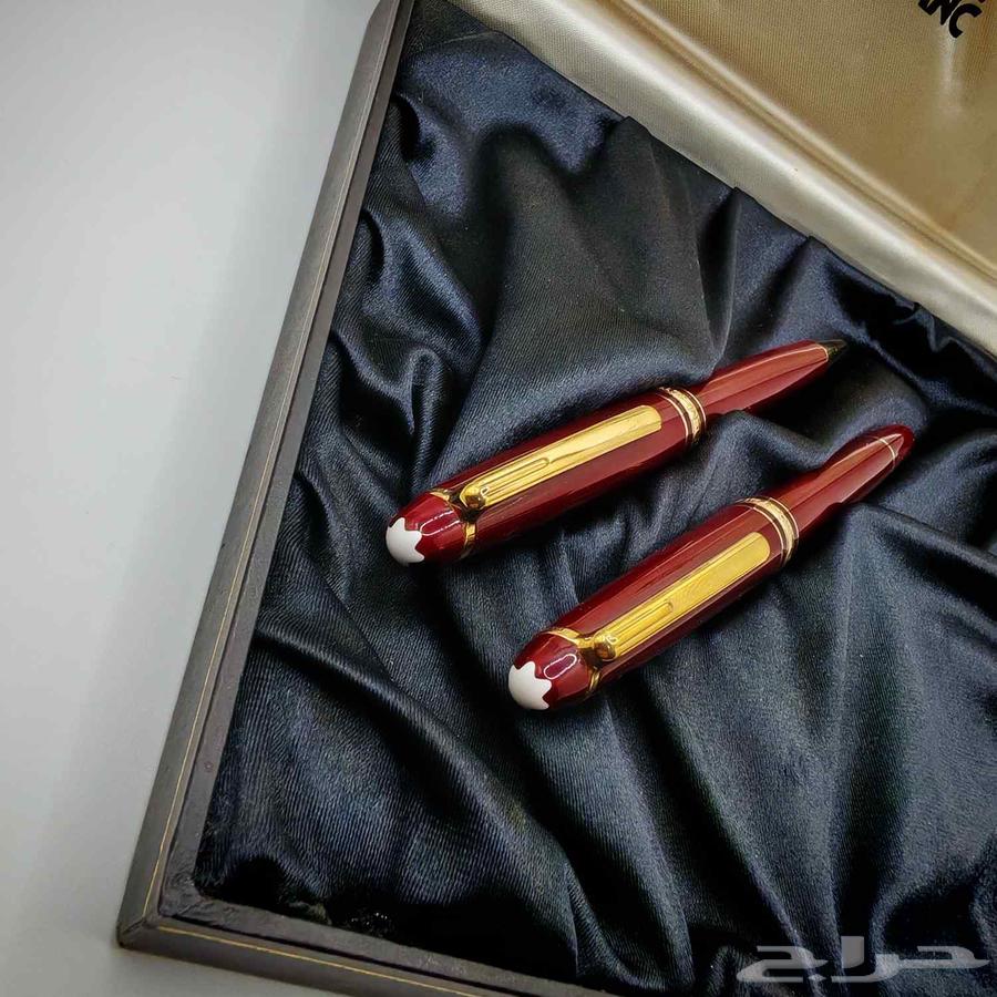 طقم أقلام مون بلان فاخر   ماستر ستوك اللون الأحمر عنابي64533277038850111