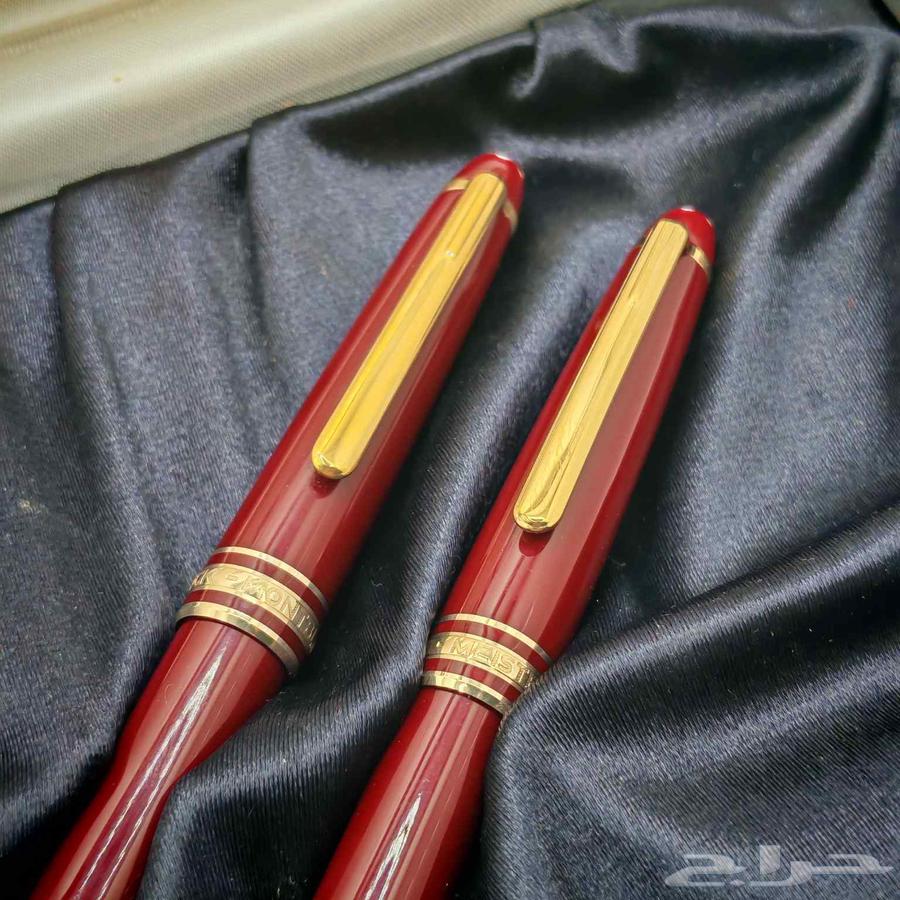 طقم أقلام مون بلان فاخر   ماستر ستوك اللون الأحمر عنابي64533277038850112