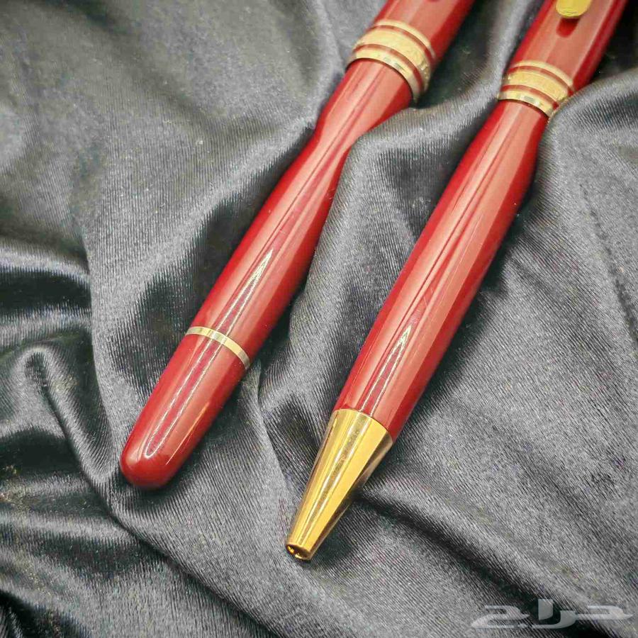 طقم أقلام مون بلان فاخر   ماستر ستوك اللون الأحمر عنابي64533277038850113