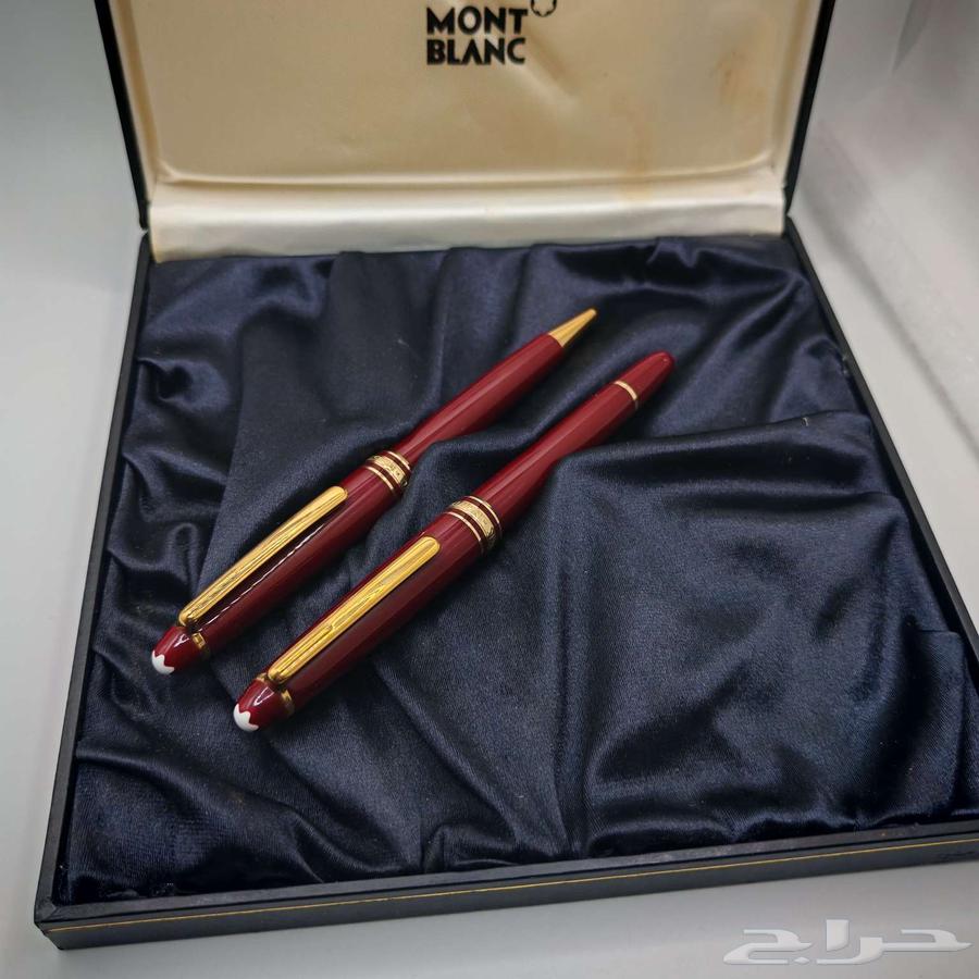 طقم أقلام مون بلان فاخر   ماستر ستوك اللون الأحمر عنابي64533277038850110