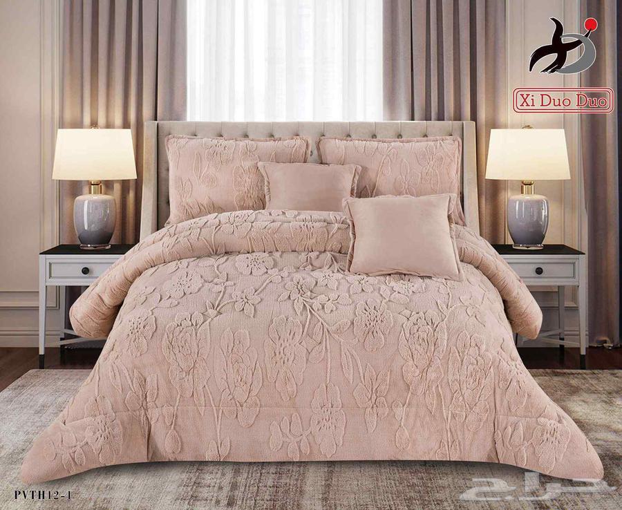 وصل حديثا مفرش شتوي حشوة وسط مخمل ناعم مع فرو سادة64527877404291113