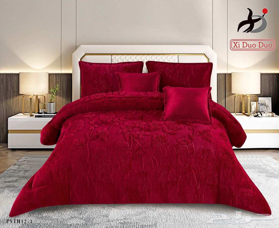 وصل حديثا مفرش شتوي حشوة وسط مخمل ناعم مع فرو سادة64527877404291110