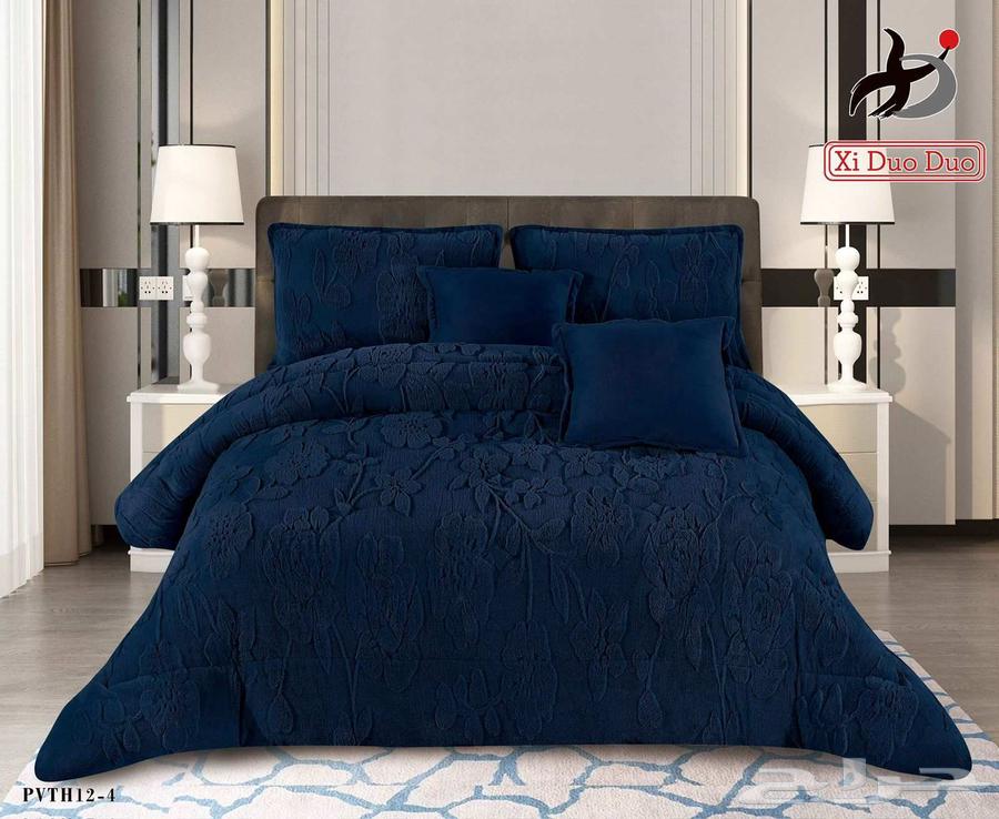 وصل حديثا مفرش شتوي حشوة وسط مخمل ناعم مع فرو سادة64527877404291111