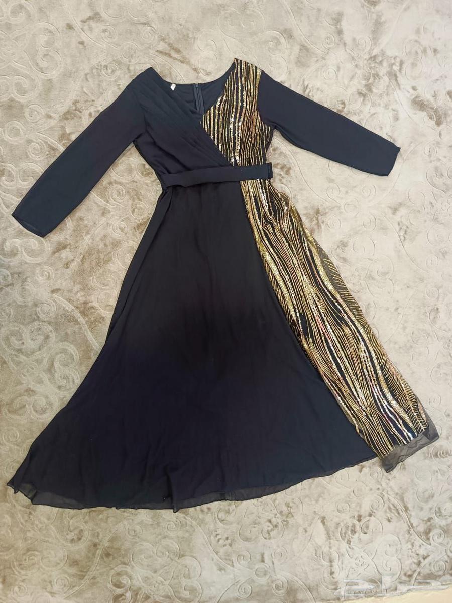 فستان اسود وذهبي لمعة فخم64528666741377112