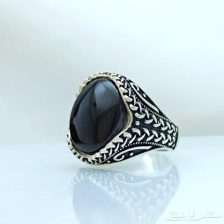 مزاد - خاتم عقيق يماني جزع اسود تحفة64535582660481110