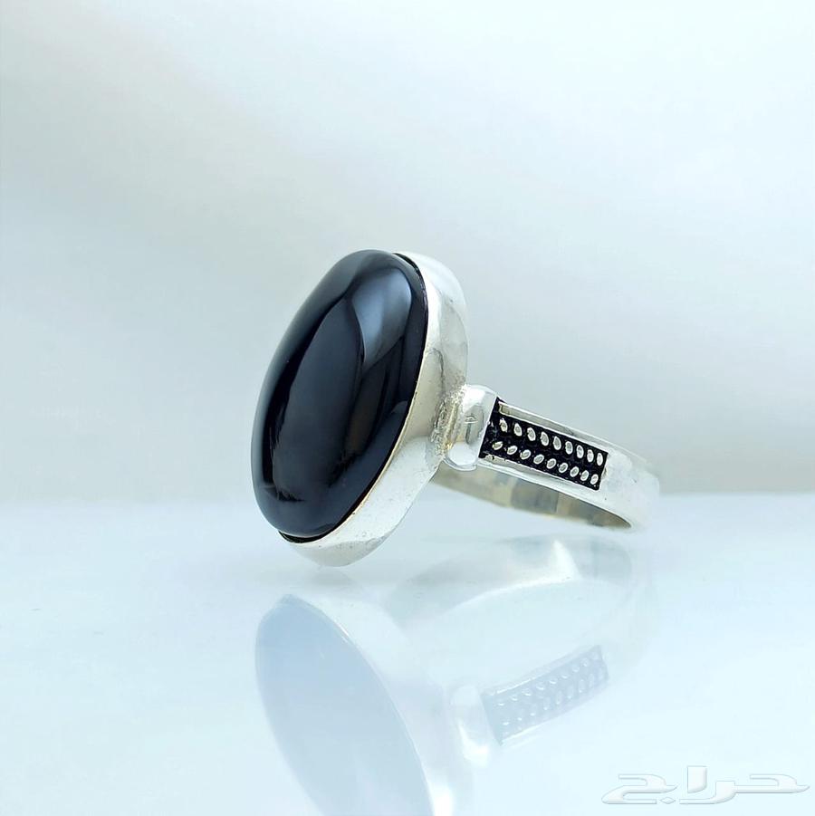 مزاد - خاتم عقيق يماني اسود اصلي ومضمون64412170353409110