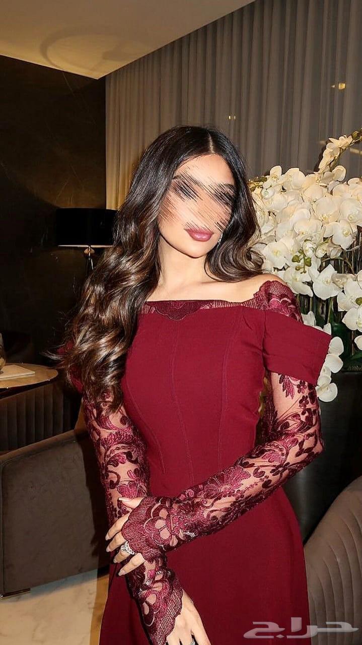فستان سهره طويل عنابي باكمام دانتيل شفافه64410595123714114