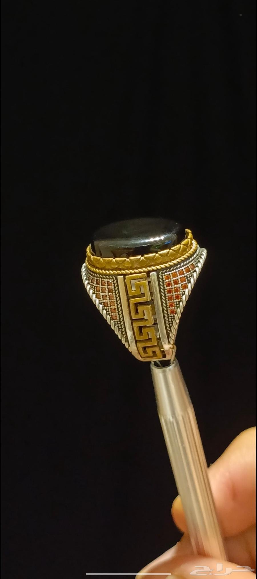 خاتم فضه عقيق يمني اسود64547569328258112