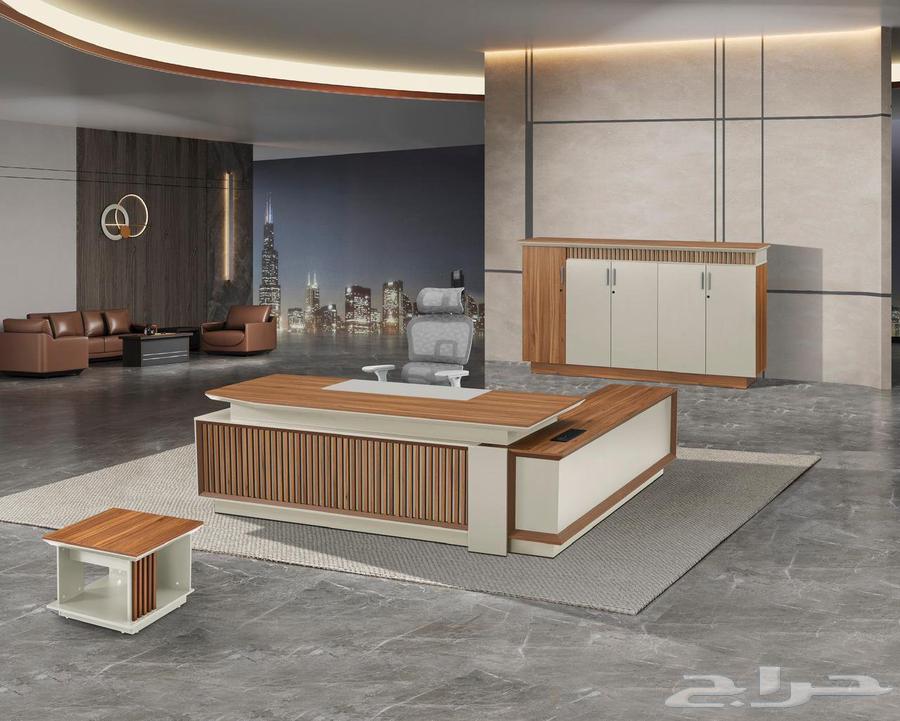 كرسي انتظار جلد و كرسي انتظار حديد و مكتب طقم فخم حق مدير64549556621057114