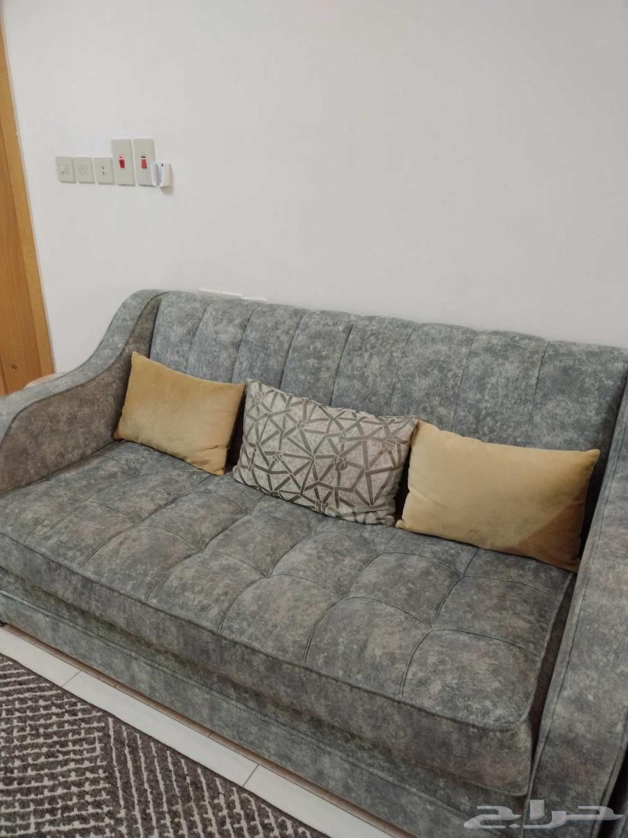 Buffet cabinet, sofa, tables, and shelves64548280782210114