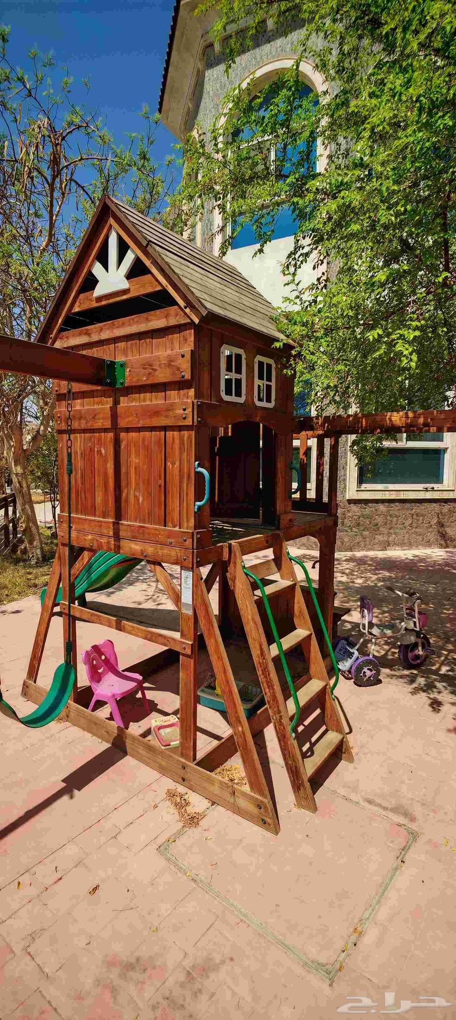 Children's playground slide, swings, and climbing set64551618797442110