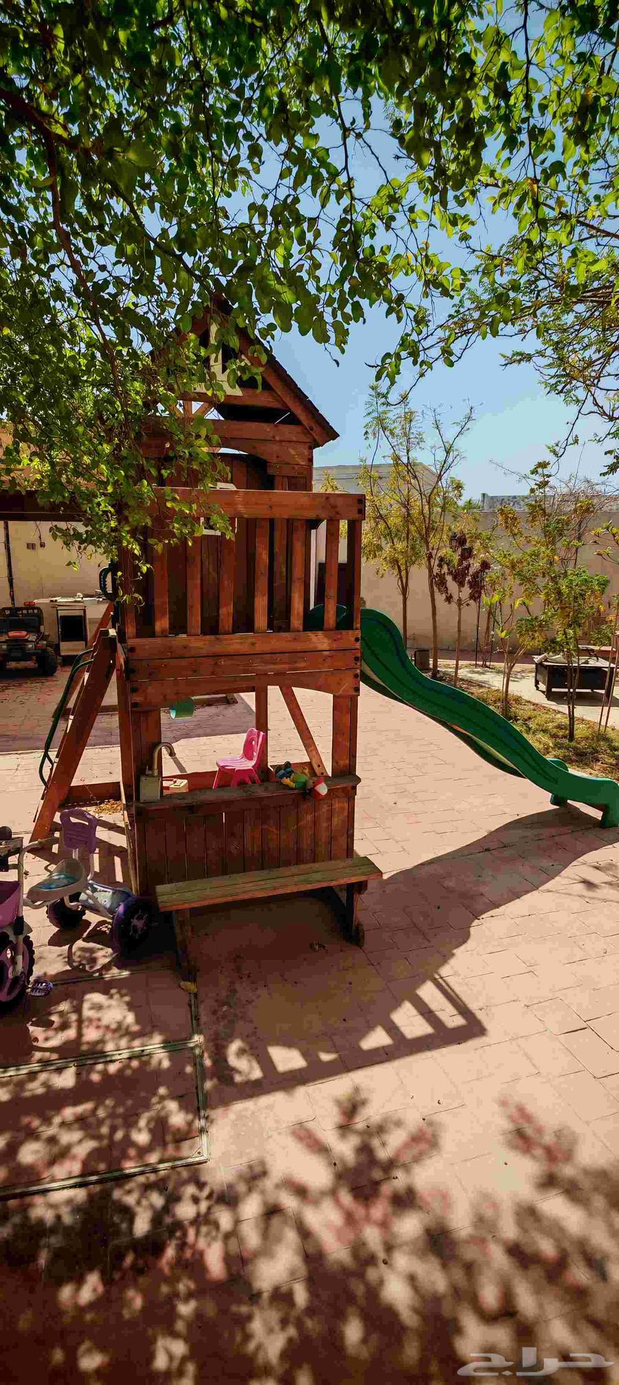 Children's playground slide, swings, and climbing set64551618797442112