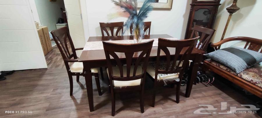 البيع عاجل طاولة سفره 8 اشخاص قابله للتصغير خشب ماليزي64546692662658110