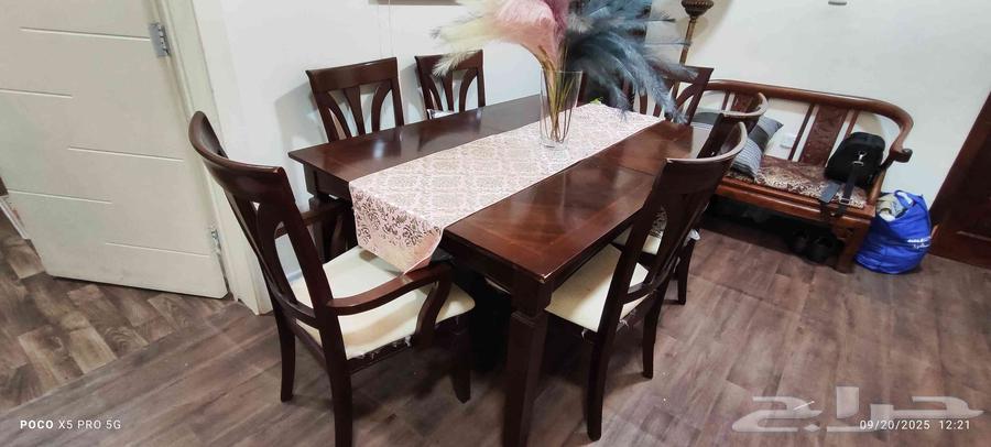 البيع عاجل طاولة سفره 8 اشخاص قابله للتصغير خشب ماليزي64546692662658114