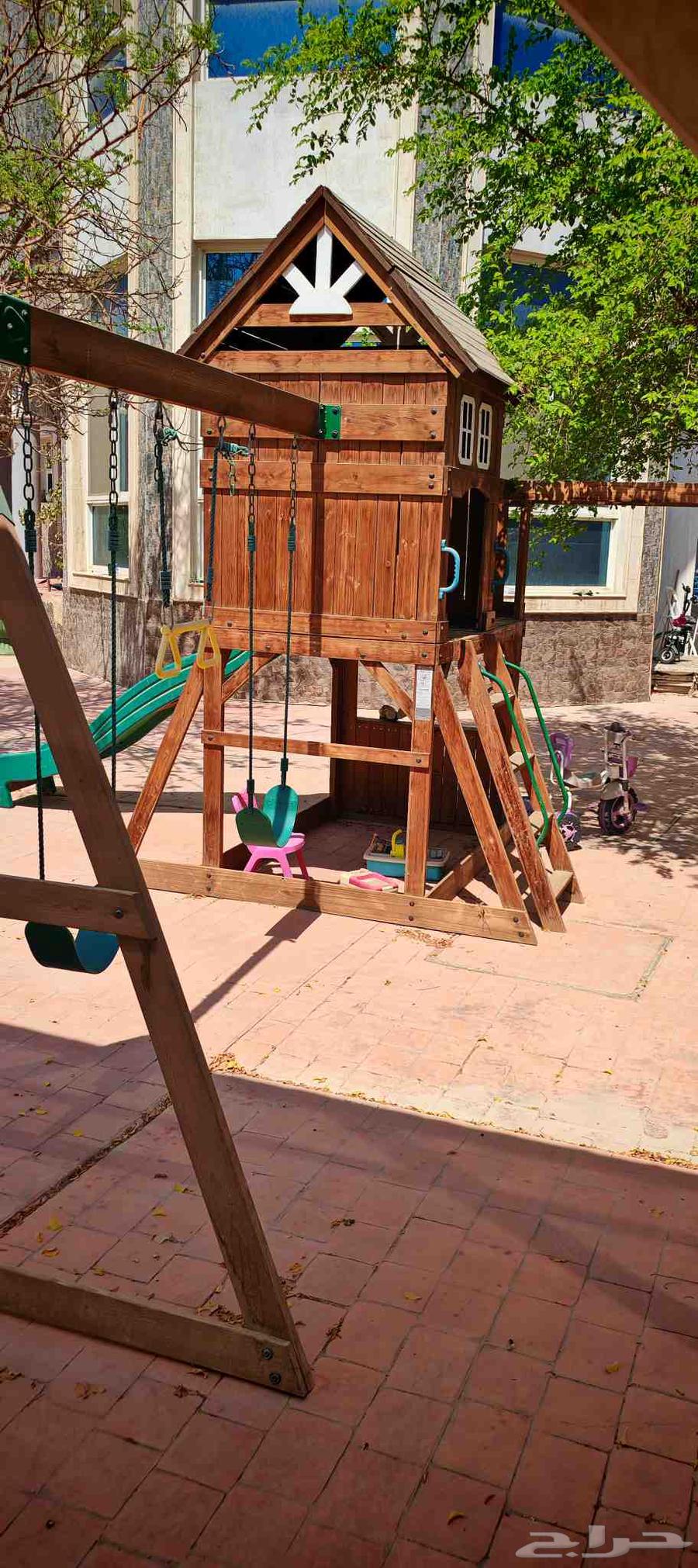 Children's playground slide, swings, and climbing set64551618797442113