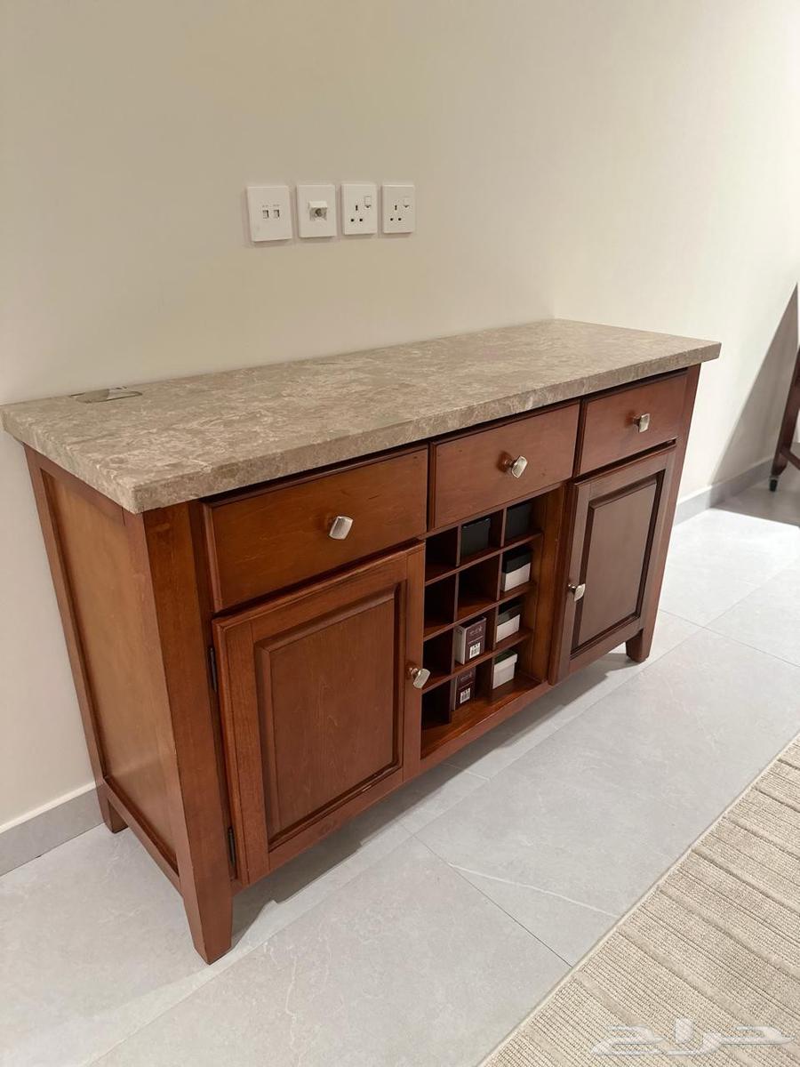 Dining table with 8 chairs _ serving cart _ buffet.64547429719298112