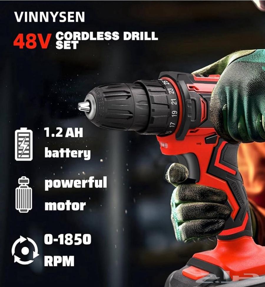 دريل جديد شحن   2 بطاريات 48 فولت64561235868674111