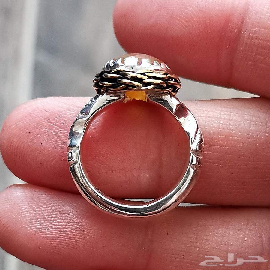 خاتم فضة زفير افريقي زامبي اصفر64569562639363113