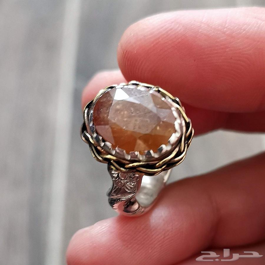 خاتم فضة زفير افريقي زامبي اصفر64569562639363111