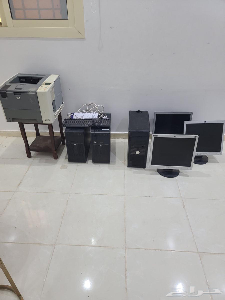 للبيع أجهزة الحاسب الة طابعة و3 شاشات وتوصيله ولوحة مفاتيح64577036535681111