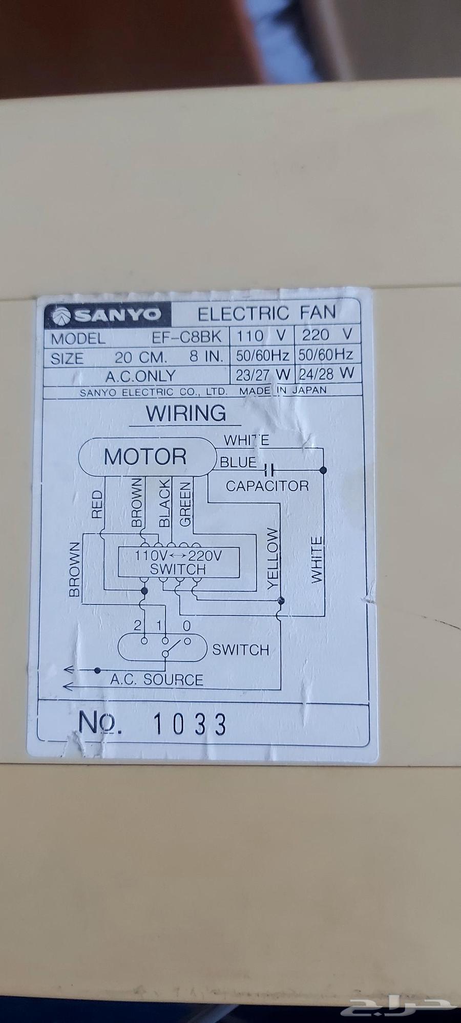 مروحة سانيو ياباني قديمة64590372298882114