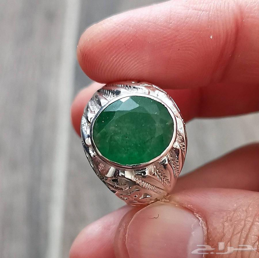 خاتم فضة زمرد هندي طبيعي64593790164099111