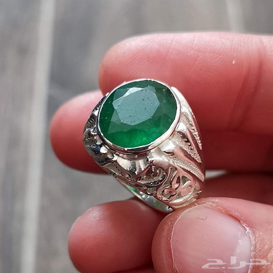 خاتم فضة زمرد هندي طبيعي64593790164099110