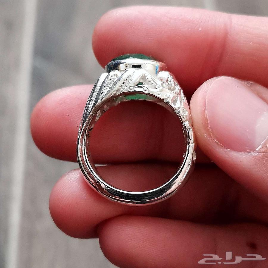خاتم فضة زمرد هندي طبيعي64593790164099112