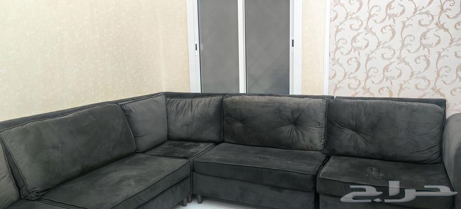 Gray L-shaped sofa, dark gray64596427859713110