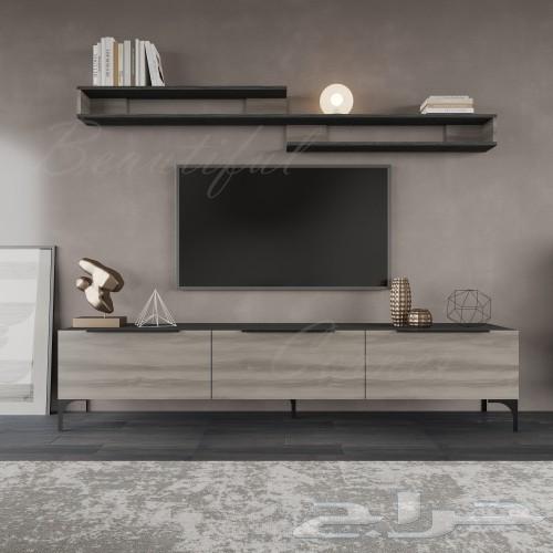 Dark Gray TV Table with Light Gray64590466802562110