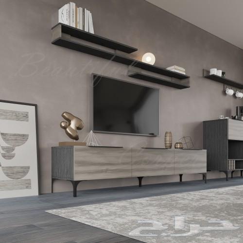 Dark Gray TV Table with Light Gray64590466802562111