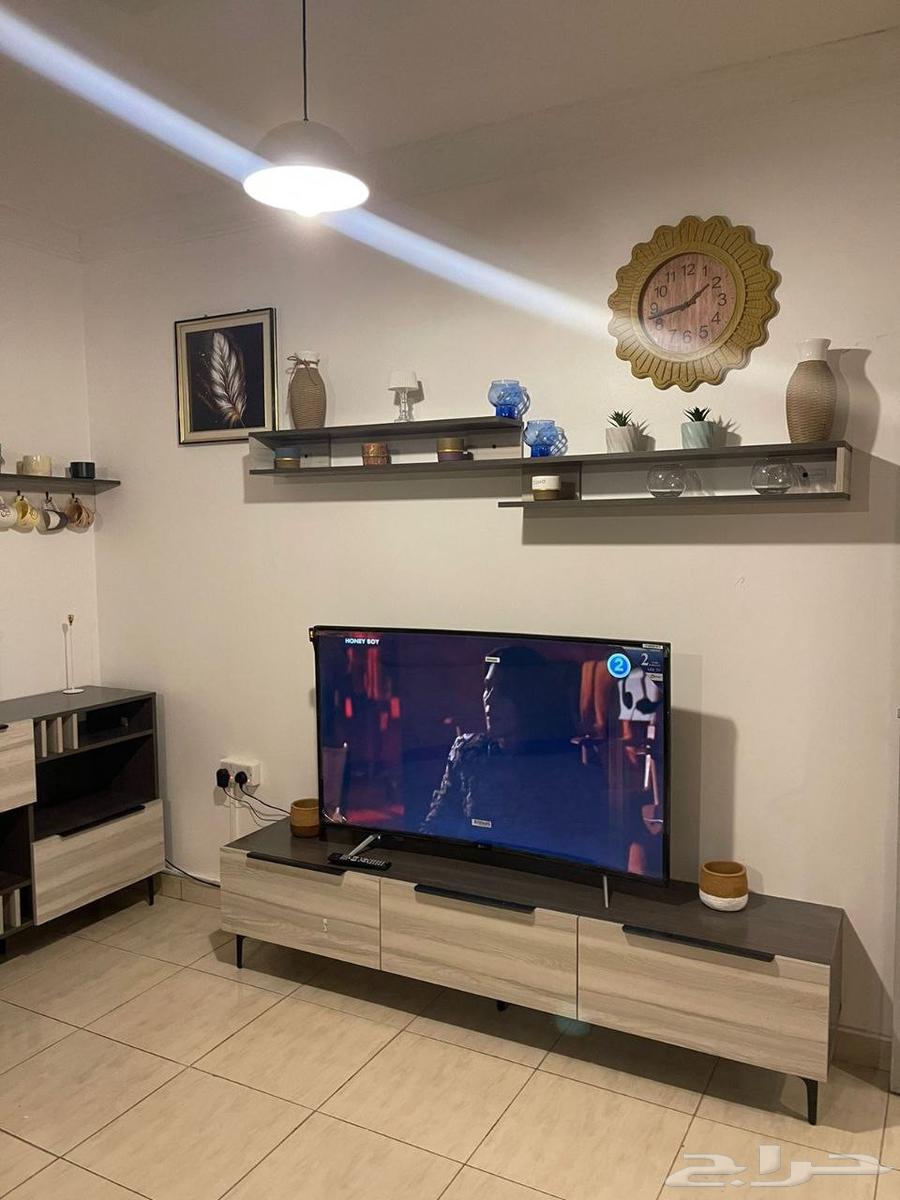 Dark Gray TV Table with Light Gray64590466802562112