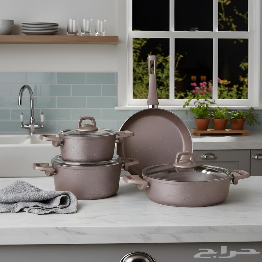 طقم أواني طهي 7 قطع صناعة تركية جديد64596772711811110