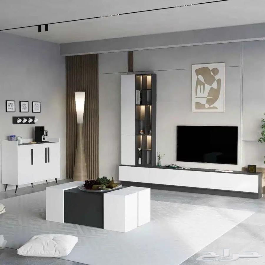 طقم طاولات مودرن ابيض مع رمادي64615621048194112