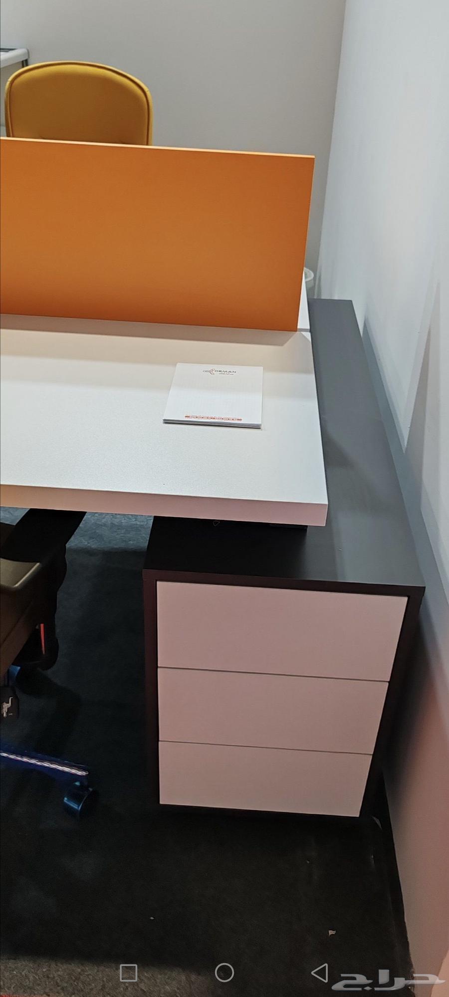 مكتب مشترك خشب مع 2 كراسي دوار جلد بقواعد ستيل صناعة تركية64612251491074110