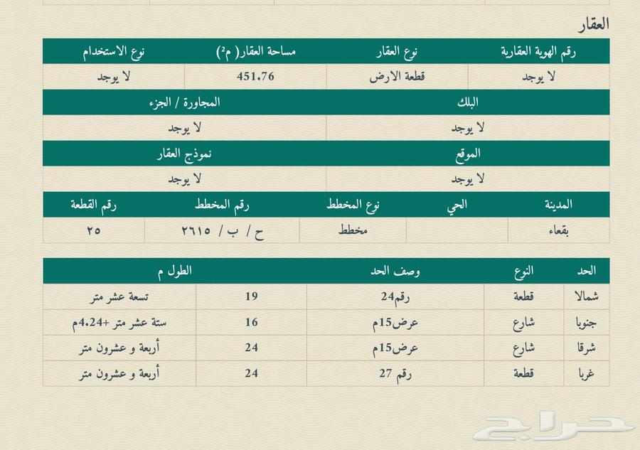 للبيع ارض سكنية زاوية في بقعاء تقبل التجزئة الى أرضين64147241183234111