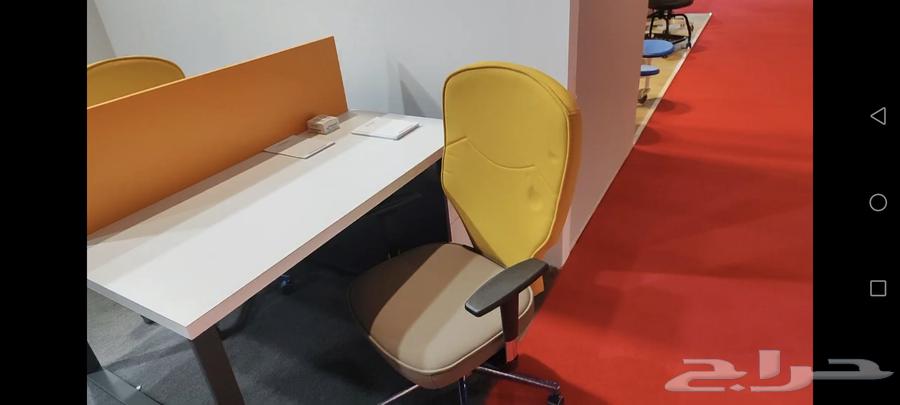 مكتب مشترك خشب مع 2 كراسي دوار جلد بقواعد ستيل صناعة تركية64612251491074113