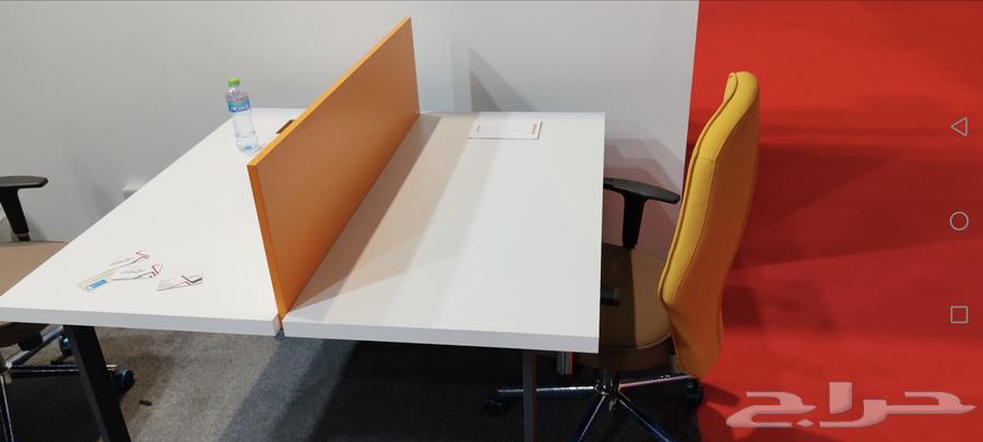 مكتب مشترك خشب مع 2 كراسي دوار جلد بقواعد ستيل صناعة تركية64612251491074112