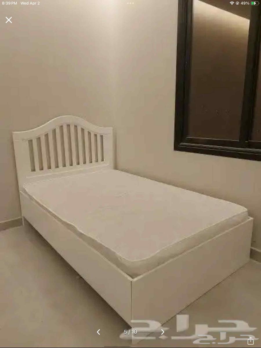 سرير خشب نفر نص أبيض 120_190 جديدة64616517572994110