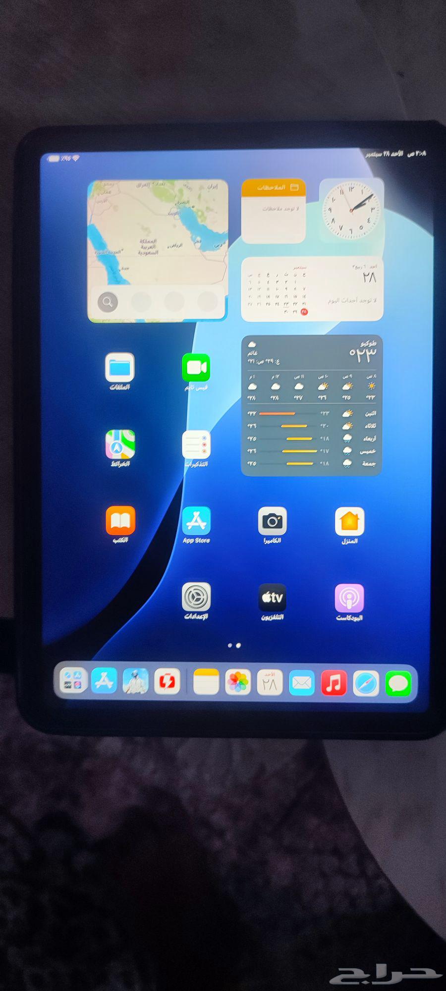 ايباد برو2022 m2 128 اخو الجديد بكرتونه شبه جديد يدعم120فريم64617100585986110