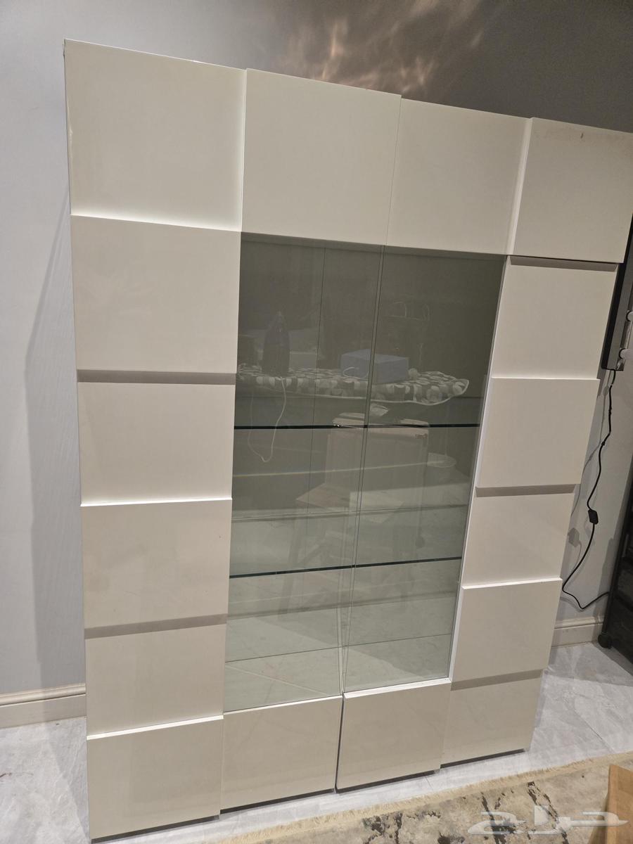 عاجل دولاب عرض ابيض فاخر خشب أبواب زجاج مع خشب64418093490562110