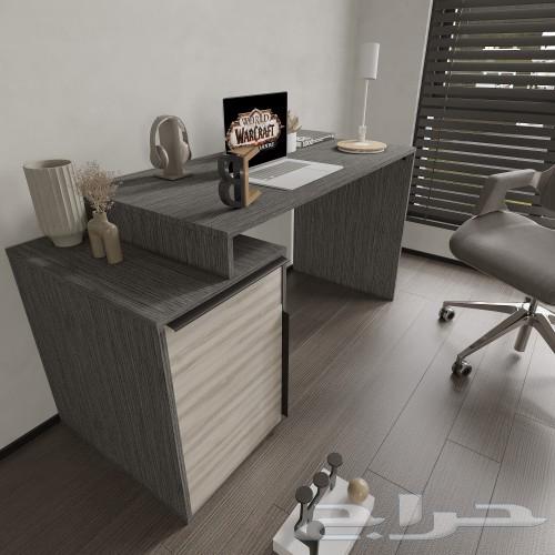 Light gray study office with dark gray hanging cabinet64413599611393111