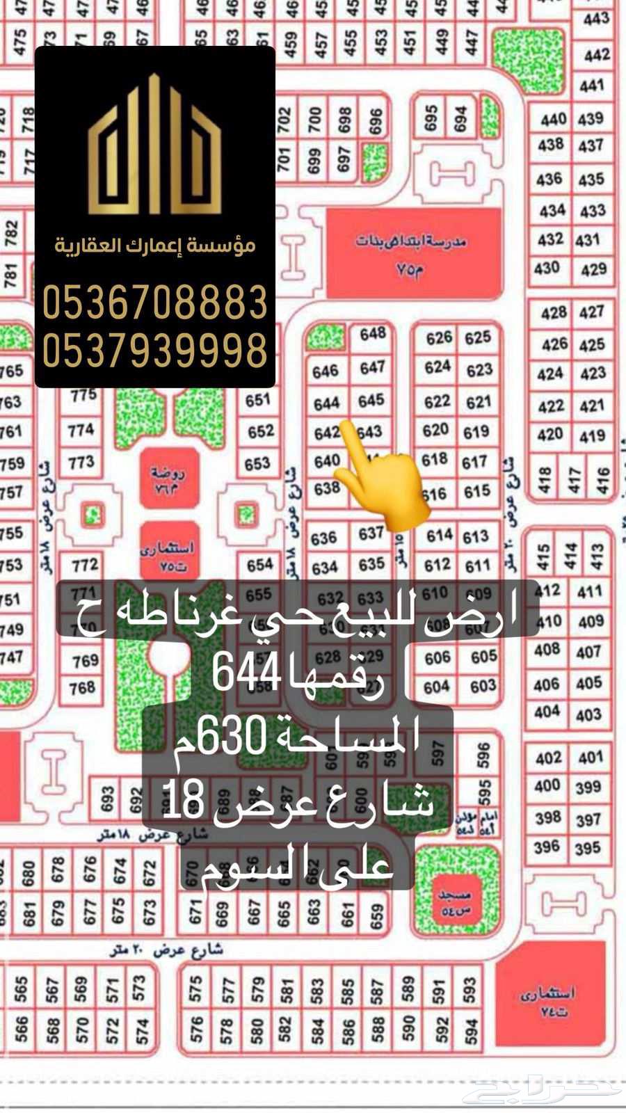 للبيع حي غرناطة بسعر مناسب64414501020931111
