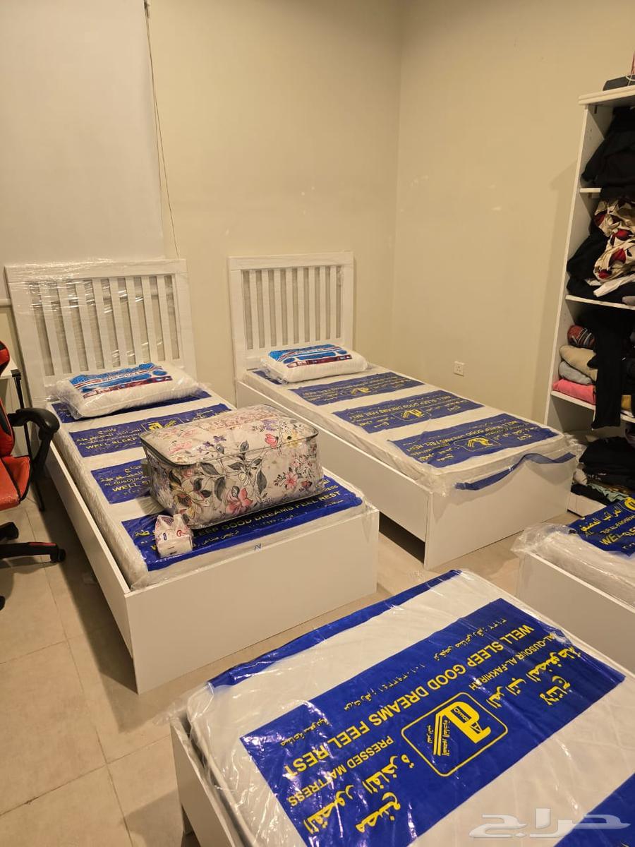 سرير خشب نفر واحد الون ابيض جديد64414302881411112