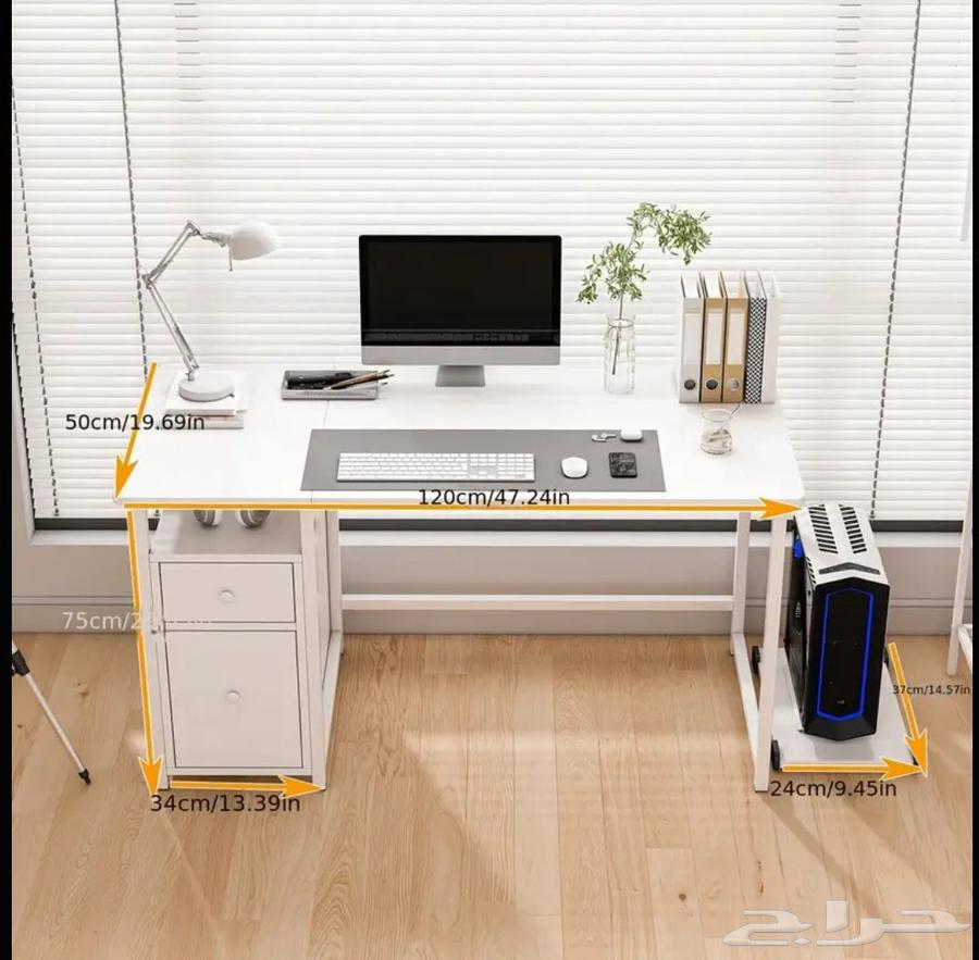 مكتب رائع فخم مقاس 120 بخزنة و درج و قاعدة PC64423022428673112