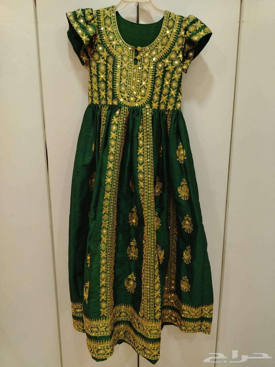 فستان بحريني مطرز أخضر64422380893313110