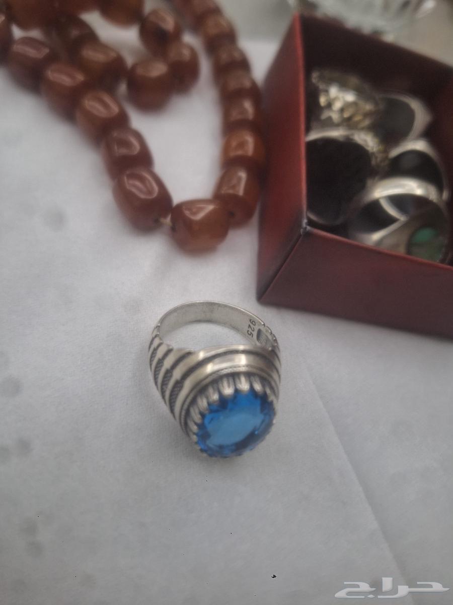 خاتم فضة ايطالي 925 متوج بحجر التوباز الازرق الطبيعي الأصلي64419564206465112