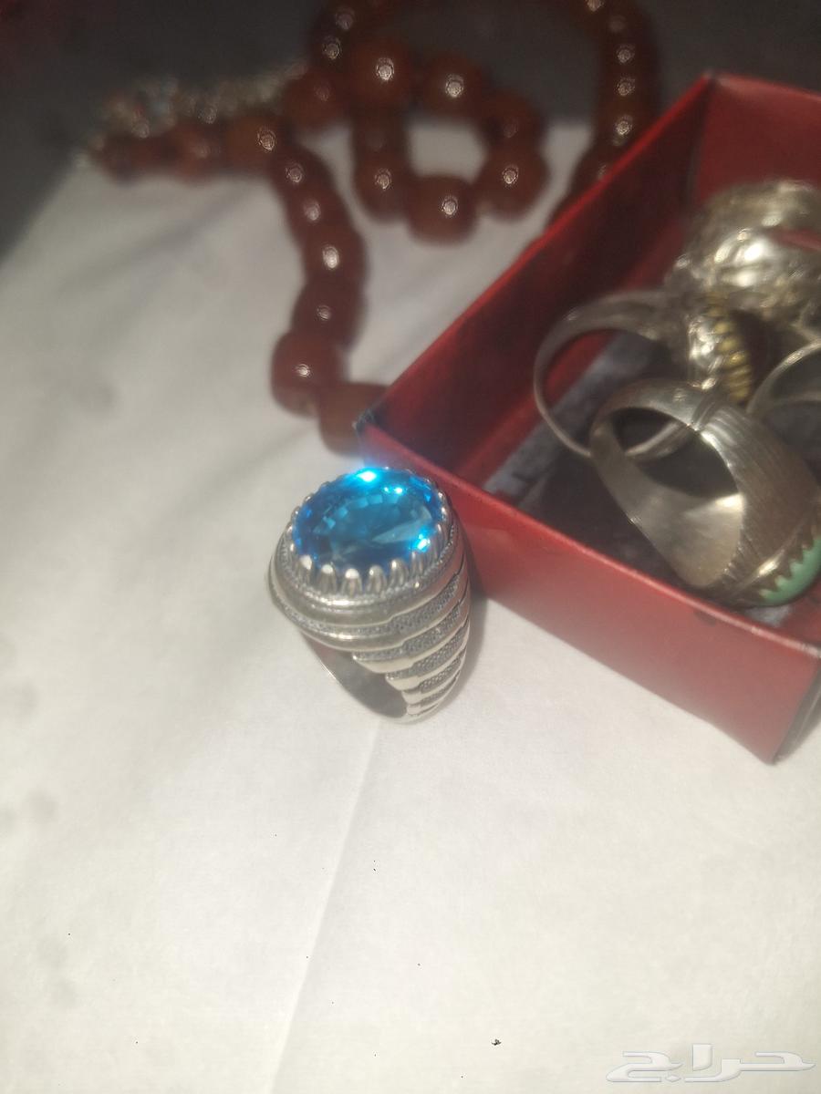 خاتم فضة ايطالي 925 متوج بحجر التوباز الازرق الطبيعي الأصلي64419564206465110